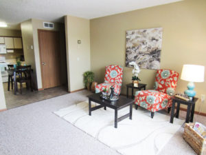 Campus View Apartments in Brookings, SD - Furnished Living Room