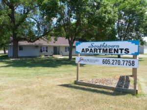 Southtown Apartments in Salem, SD - Exterior and Property Sign
