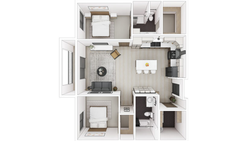 Apartments @ Trails Head in Brookings, SD - 2 Bedroom Apartment Doll House View