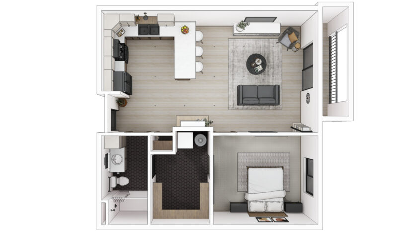 Apartments @ Trails Head in Brookings, SD - 1 Bedroom Apartment Doll House View