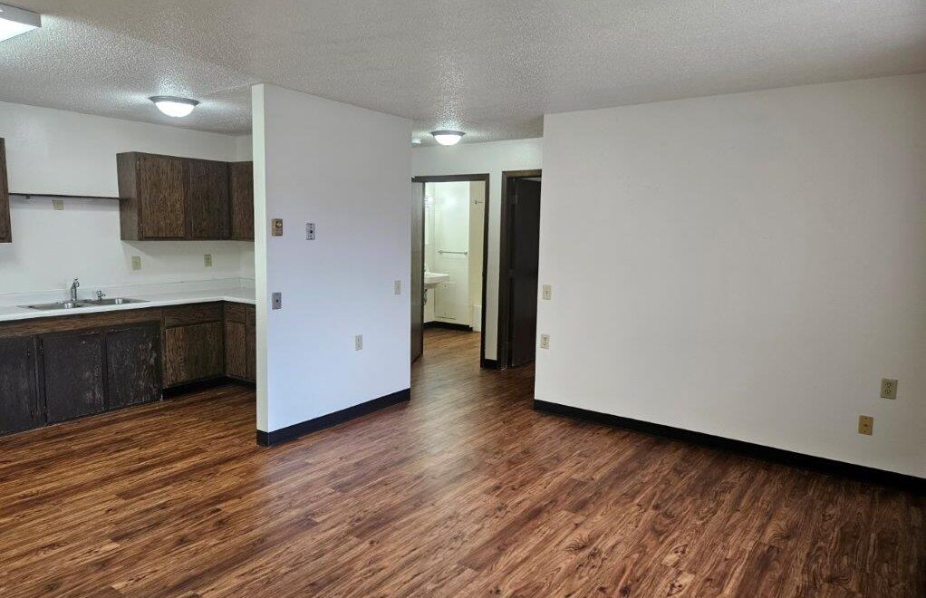 applecrest apartments in bigstone, sd - living room / kitchen view